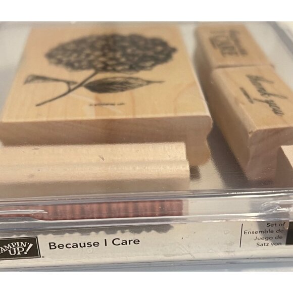 Stampin Up! "Because I Care" Wood Mounted Rubber Stamp Set Hydrangea - Picture 3 of 3
